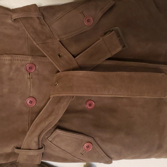 Vintage 100% Suede Trench Coat - Picture 4 of 9
